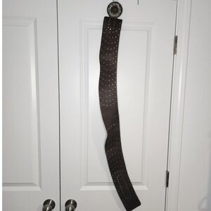 Leatherock Belt Vintage Western Silver Tone Studded Large Ornate Concho Buckle